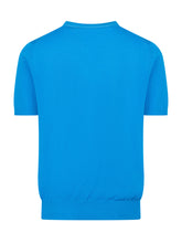 Knitted cotton T-shirt. Round neck. Short sleeves. Collar, hem and ribbed cuffs. - Amaranto | Lidia Shopping