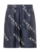 Givenchy Blue Silk Shorts with Logo - Fall/Winter 2025 - On Sale - Uomo | Lidia Shopping