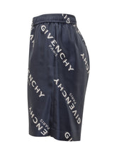Givenchy Blue Silk Shorts with Logo - Fall/Winter 2025 - On Sale - Uomo | Lidia Shopping
