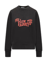 MSGM Black Sweatshirt with Follow the Rabbit Print - Msgm | Lidia Shopping