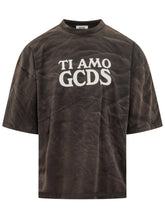 GCDS Brown T-shirt with Ti Amo Print - Fall/Winter 2025 - On Sale - Uomo | Lidia Shopping