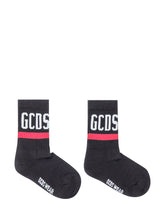 GCDS Black Socks with Logo and Red Stripe - Collezione Happy Birthday | Lidia Shopping