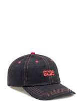 GCDS Black Cap with Red Stitching and Logo - Fall/Winter 2025 - On Sale - Uomo | Lidia Shopping