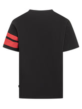 GCDS Black T-shirt with White Logo and Red Stripes - Collezione Happy Birthday | Lidia Shopping
