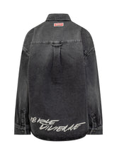 Kenzo Black Denim Shirt with Floral Embroidery - Kenzo | Lidia Shopping