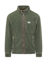 Fay Giacca in Velluto Verde con Collo Alto e Zip - Fall/Winter 2025 - On Sale - Uomo | Lidia Shopping