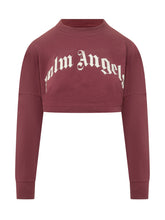 Palm Angels Cropped Cotton Logo Sweatshirt - Palm Angels | Lidia Shopping