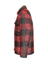 Woolrich Red and Grey Checked Wool Jacket - Fall/Winter 2025 - On Sale - Uomo | Lidia Shopping