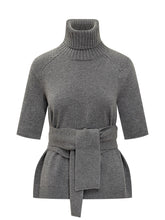 Short-Sleeve Grey Sweater with Belt by Lanvin - Lanvin | Lidia Shopping