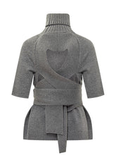 Short-Sleeve Grey Sweater with Belt by Lanvin - Lanvin | Lidia Shopping