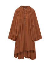 Brown Pleated Voile Dress with Buttons by Lanvin - Lanvin | Lidia Shopping