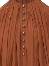 Brown Pleated Voile Dress with Buttons by Lanvin - Lanvin | Lidia Shopping