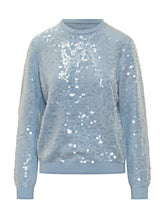 Maglia Celeste con Paillettes SEMICOUTURE - Promo Extra 10% | Lidia Shopping