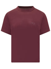 Y-3 Bordeaux T-Shirt with Tonal Logo - Fall/Winter 2025 - On Sale - Uomo | Lidia Shopping