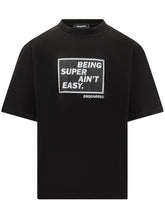 Dsquared2 Black T-Shirt with Being Super Ain t Easy Print - Dsquared2 | Lidia Shopping