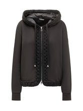 Moncler Felpa Nera con Cappuccio e Dettagli Intrecciati - Moncler | Lidia Shopping