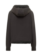 Moncler Felpa Nera con Cappuccio e Dettagli Intrecciati - Moncler | Lidia Shopping