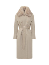 Bully Beige Double-Breasted Coat with Fur Collar - Bully | Lidia Shopping