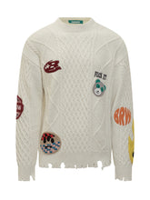 Barrow White Sweater with Embroidered Patches - Barrow | Lidia Shopping