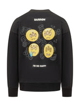 Barrow Black Sweatshirt with Embroidered Emojis - Barrow | Lidia Shopping