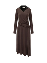 Tory Burch Abito Midi Marrone con Colletto a Contrasto - Saldi | Lidia Shopping