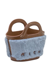 Marni Borsa Tote in Pelliccia Azzurra e Pelle Marrone - Marni | Lidia Shopping