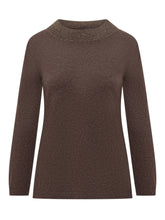 Gran Sasso Brown Sweater with Shimmer Detail Collar - Gran Sasso | Lidia Shopping