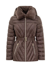Michael Kors Piumino Marrone con Cintura e Collo in Pelliccia - Michael Michael Kors | Lidia Shopping