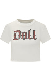 Dolce & Gabbana T-Shirt Crop Bianca con Stampa Doll - Dolce & Gabbana | Lidia Shopping