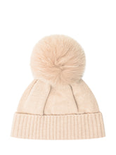 Exterior Beige Cashmere Beanie with Pom Pom - Exterior | Lidia Shopping