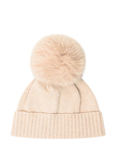 Exterior Beige Cashmere Beanie with Pom Pom - Exterior | Lidia Shopping