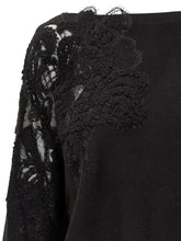 Exterior Black Sweater with Floral Lace Insert - Exterior | Lidia Shopping