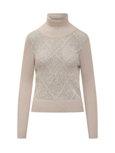 Exterior Beige Turtleneck with Sequins - Exterior | Lidia Shopping