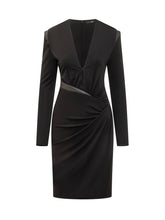 Versace Black Draped Dress with Deep Neckline - Promo Extra 10% | Lidia Shopping