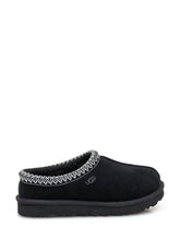 UGG Tasman Black Suede Clogs with Embroidered Trim - Promo Women | Lidia Shopping