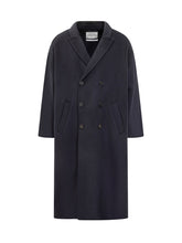 Amaranto Blue Wool Double-Breasted Coat - Amaranto | Lidia Shopping