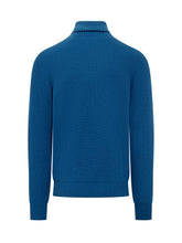 Amaranto Blue Ribbed Wool Turtleneck - Amaranto | Lidia Shopping