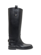 Burberry Black Leather Tall Boots with Buckle - Burberry | Lidia Shopping