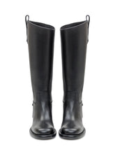Burberry Black Leather Tall Boots with Buckle - Burberry | Lidia Shopping