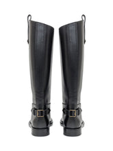 Burberry Black Leather Tall Boots with Buckle - Burberry | Lidia Shopping