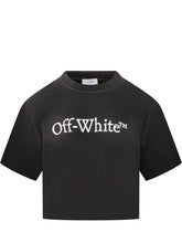 Off-White Black Crop T-Shirt with White Logo - Off White | Lidia Shopping