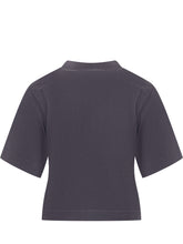 Off-White T-Shirt Crop Grigia con Ricamo Logo - Off White | Lidia Shopping