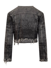 Diesel Black Washed Denim Jacket with Frayed Edges - Diesel | Lidia Shopping