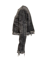 Diesel Black Washed Denim Jacket with Frayed Edges - Diesel | Lidia Shopping