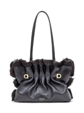 Ferragamo Soft SH Black Leather and Fur Bag - Ferragamo | Lidia Shopping