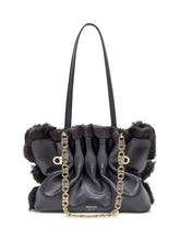 Ferragamo Soft SH Black Leather and Fur Bag - Ferragamo | Lidia Shopping