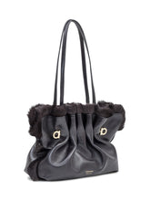 Ferragamo Soft SH Black Leather and Fur Bag - Ferragamo | Lidia Shopping