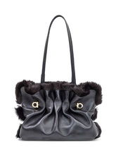 Ferragamo Soft SH Black Leather and Fur Bag - Ferragamo | Lidia Shopping