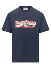 Autry x Maison Kitsunè T-Shirt Blu con Logo - AUTRY M KITSUNE | Lidia Shopping