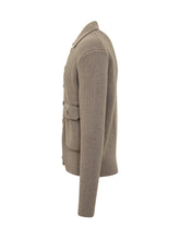 Albarena Beige Ribbed Knit Cardigan with Front Pockets - ALBARENA | Lidia Shopping